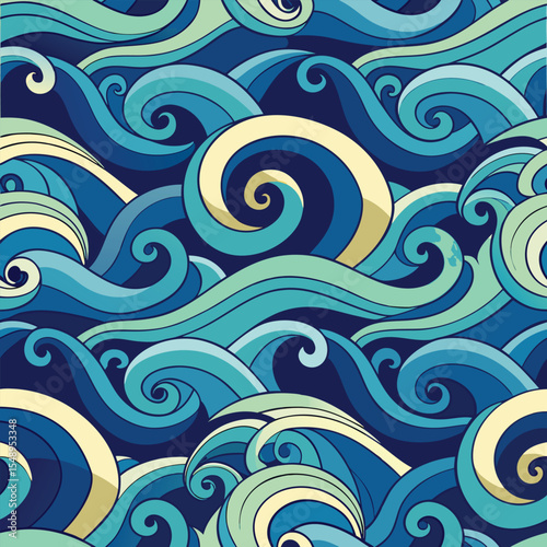 seamless waves and curls backgrounds 