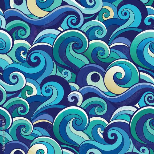 seamless waves and curls backgrounds 
