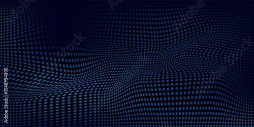 Dot white blue wave light screen gradient texture background. Abstract technology big data digital background.