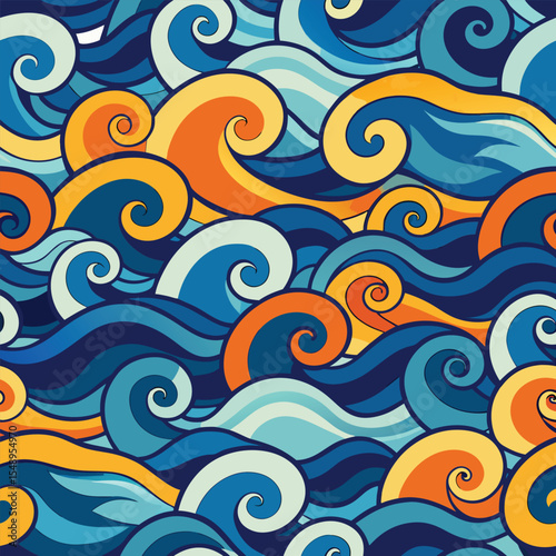 seamless waves and curls backgrounds 