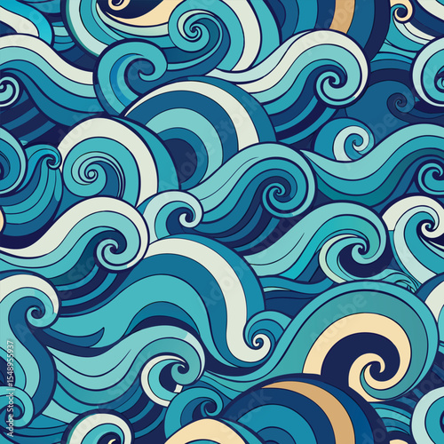 seamless waves and curls backgrounds 