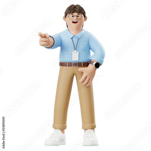 3D Render of a Man Pointing