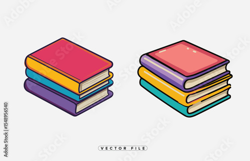 Colorful Stack of Books Vector Illustration for Education
