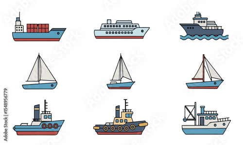 A Spectrum of Seafaring Vessels: From Cargo Ships to Sailboats