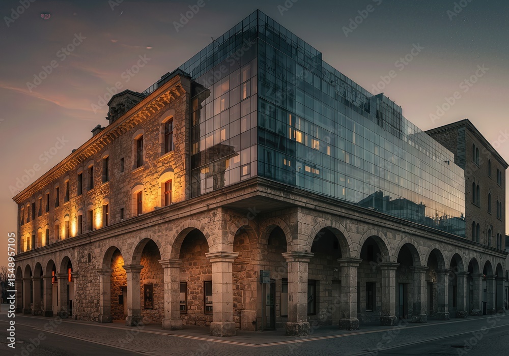 Fototapeta premium Building Exists Multiple Time Periods Ancient Medieval Modern Future