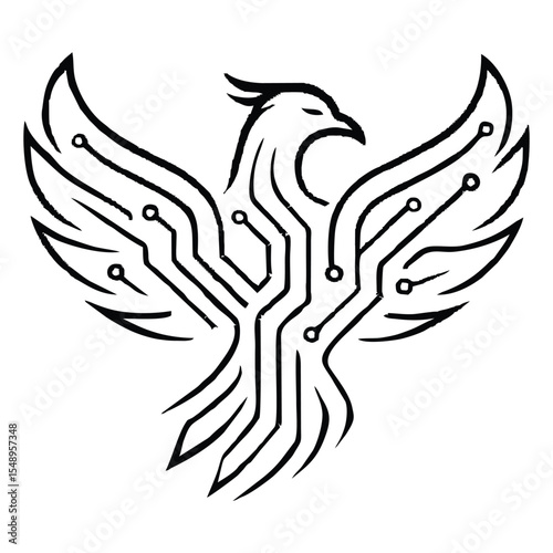 A bold and detailed eagle tattoo design featuring outstretched wings and sharp, fierce features. The illustration showcases the eagle in a powerful pose, symbolizing strength, freedom, and courage. Pe