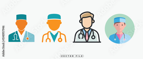 Doctor Icons in Different Styles