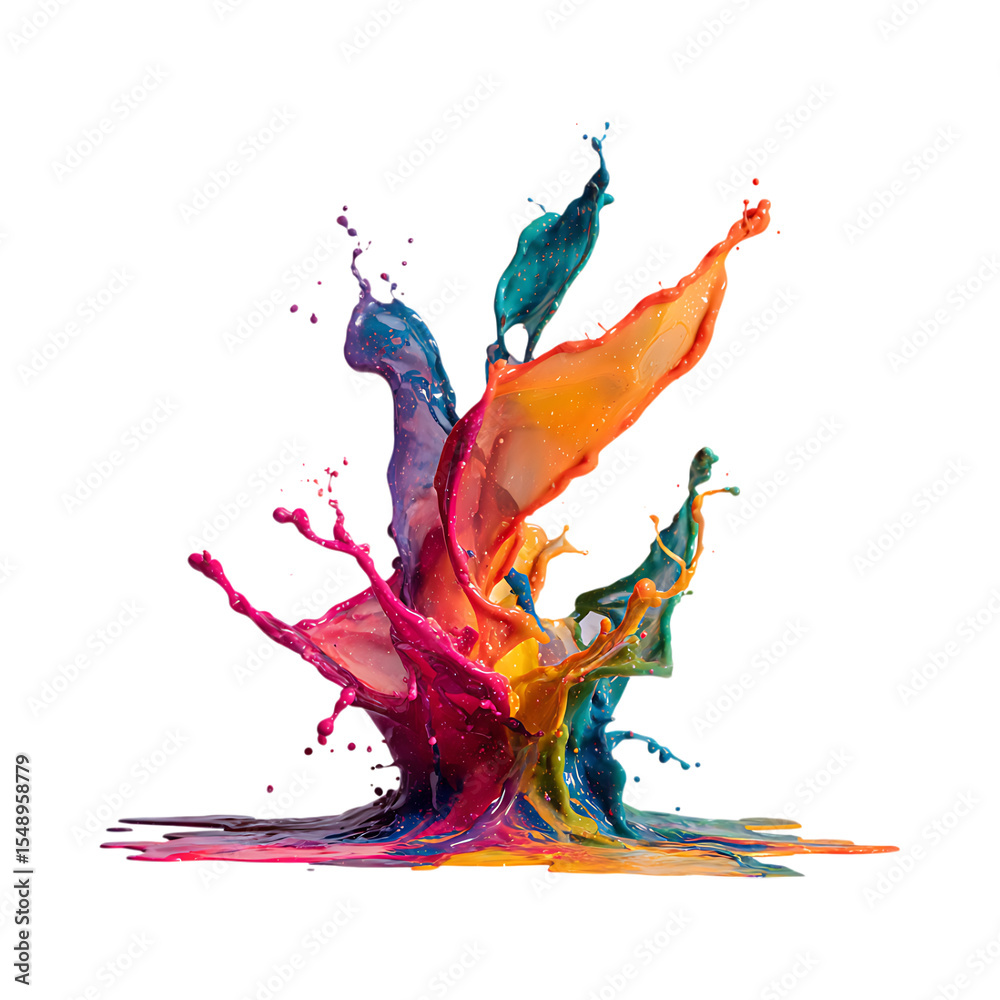 Fototapeta premium Vibrant Color Explosion Abstract Paint Splash Design against transparent background