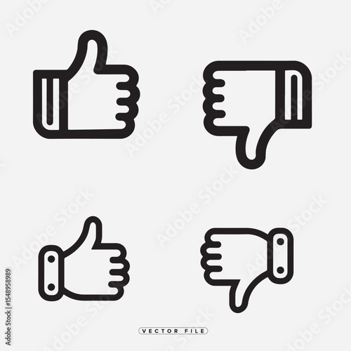 Thumbs Up and Down Icons Set