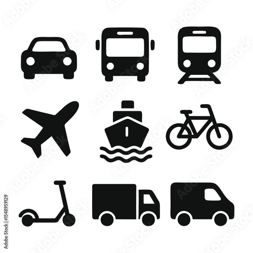 A clean and modern collection of vector icons featuring minimalistic, flat design style. The icon set includes a variety of symbols representing technology, business, communication, and daily life ess
