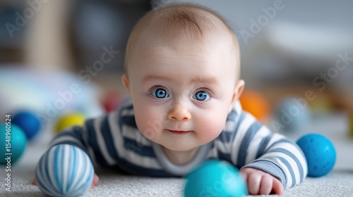 Adorable Baby Playing with Colorful Balls
