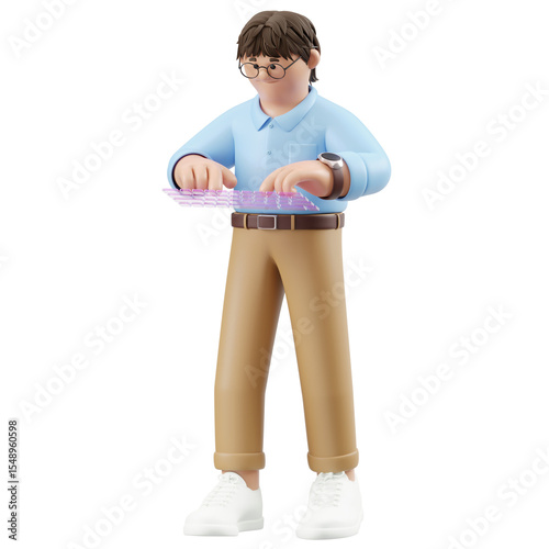 3D Render of Man Typing on Keyboard