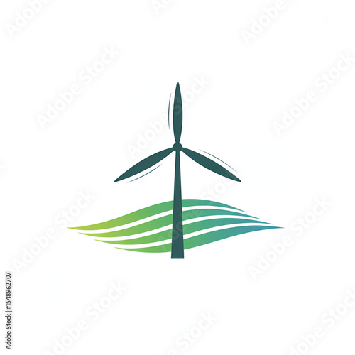Wind turbine design symbolizing renewable energy and eco-friendly technology with waves representing sustainability