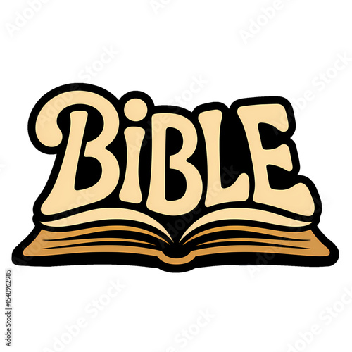 Colorful graphic of an open book featuring the word Bible in playful lettering