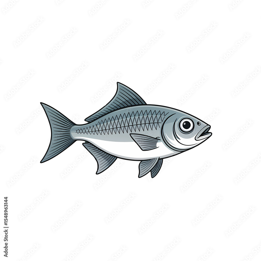 Obraz premium Detailed illustration of a fish swimming in clear water with an emphasis on its scales and fins