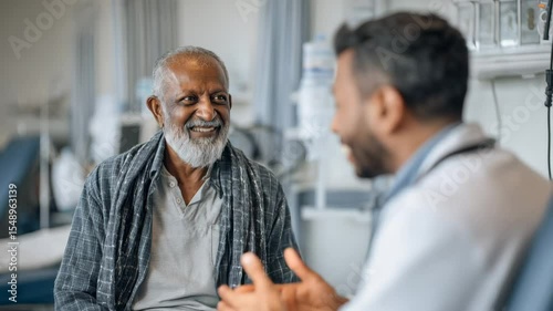 Man talking with a doctor at medical check
