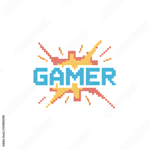 Creative graphic design featuring the word gamer in vibrant colors and pixelated style for gaming enthusiasts