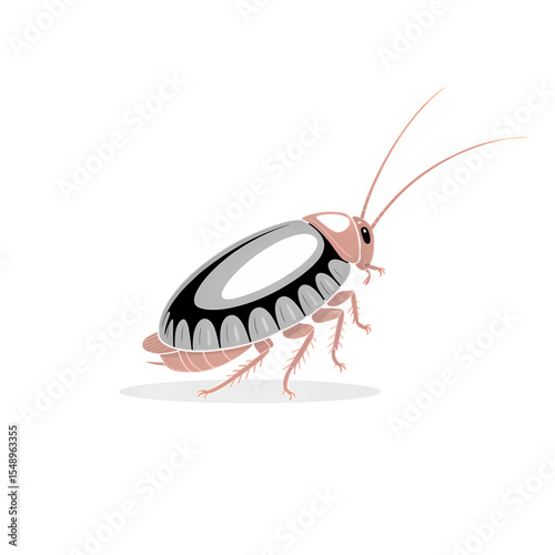 Cockroach illustration showing intricate details and unique features on a white background