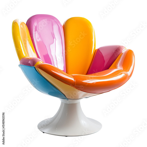 Vibrant Rainbow Petal Chair Modern Design, Retro Style, Pop Art Furniture