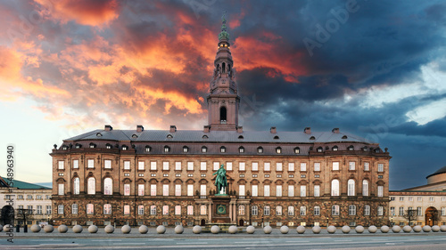 Fototapeta Naklejka Na Ścianę i Meble -  Copenhagen, Denmark with Christianborg palace, Danish Parliament and city downtown.