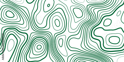 Green Contour Topography Vector – Abstract Organic Terrain Line Background.