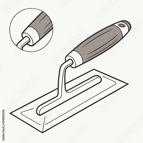 Gray and White Dough Scraper Tool Illustration with Detailed Handle and Blade Design Isometric View