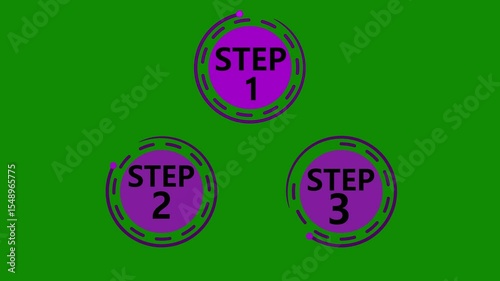 animated 3 step infographic process background