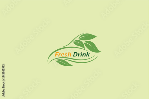 Fresh Drink Leaf Pouring Symbol Logo