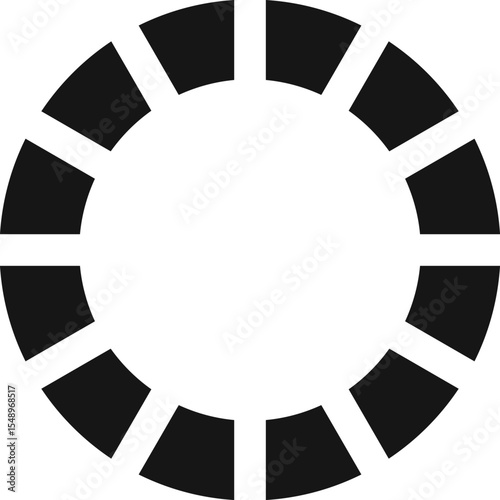 Simple black and white preloader or buffer symbol indicating an ongoing operation, download, upload, or processing status, suitable for user interfaces and web design