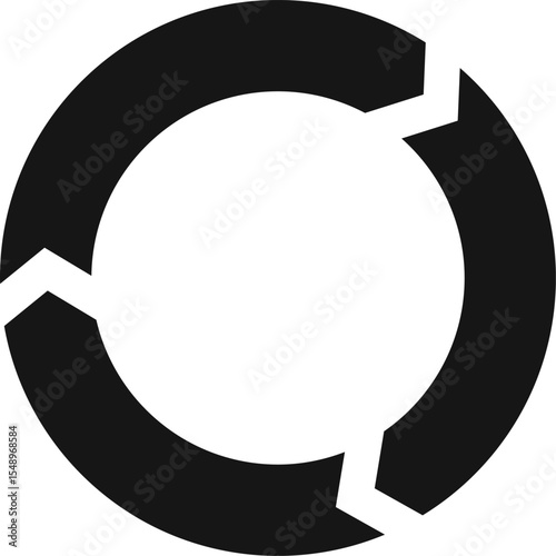 Three arrows rotating in a clockwise direction, creating a seamless cycle that represents a workflow process, business operations, or iterative development in a modern, minimalist style