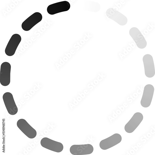 Loading symbol with rounded shapes gradually fading, representing progress or buffering, ideal for user interface design and software applications