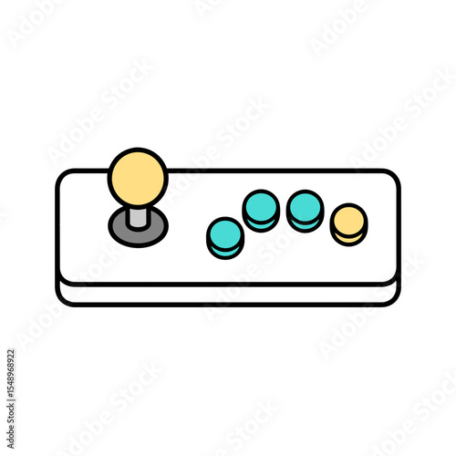 Arcade game controller with joystick and buttons on white background - Concept of Comic con - Gaming Culture Icons  