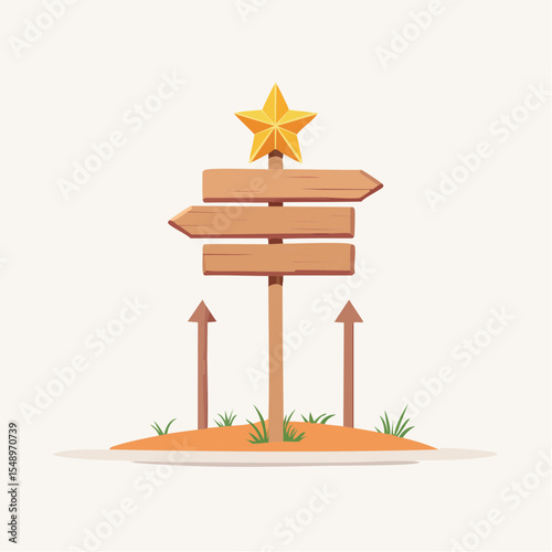 A stylized signpost topped with a sheriff star, ideal for rodeo-themed invites and signage.