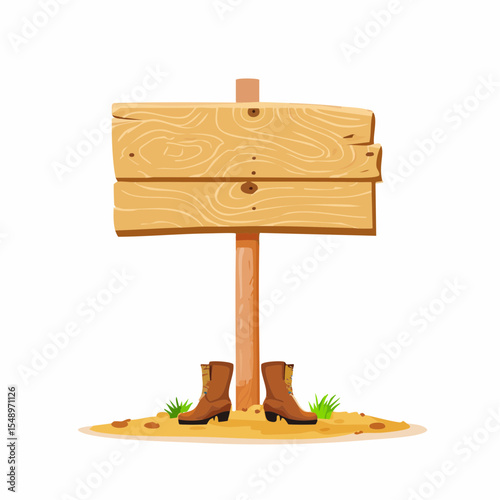 A unique signpost featuring boot prints, perfect for adding character to your western-themed designs.