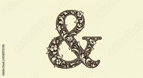 Ornate Floral Ampersand: A Vintage Typographic Design Element
