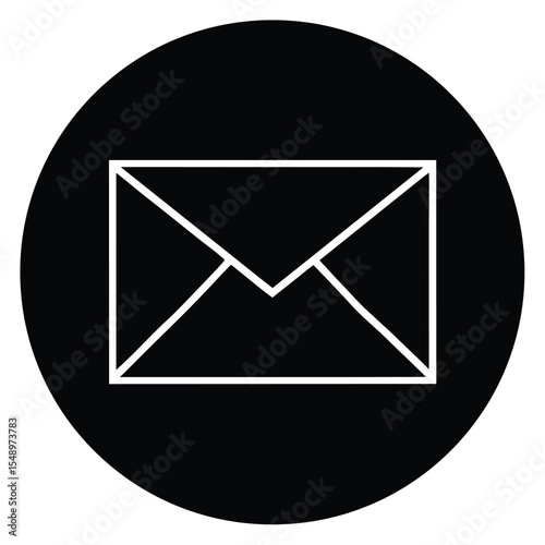 Vector art of email envelope icon in black circle vector