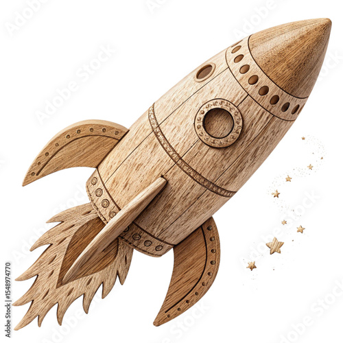 Wooden Rocket Stylized Vector