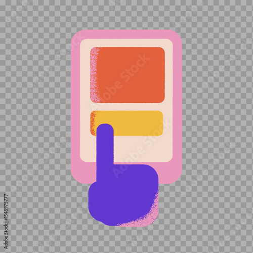 Cartoon Touchscreen Interface – Hand Pressing Button


