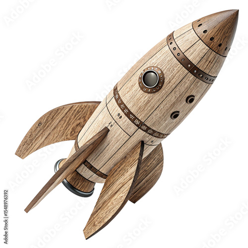 Wooden Rocket 3D Render