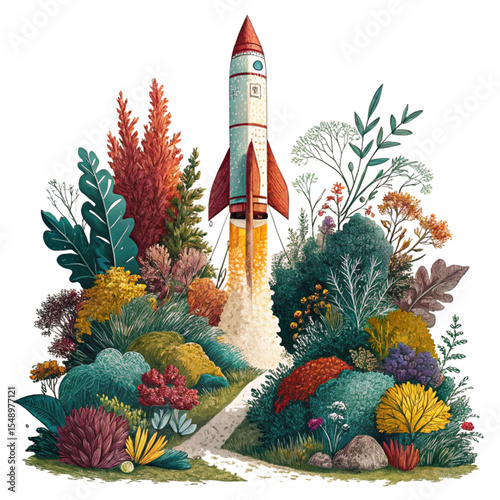 Rocket in Colorful Forest