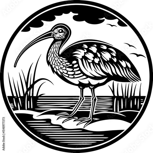 ibis (linocut style)