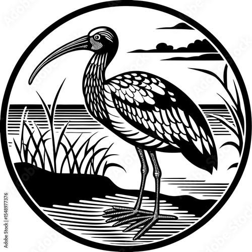 ibis (linocut style)