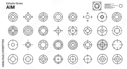 Editable Stroke Aim Target Icons 30+ Line Art Designs for Accuracy and Precision