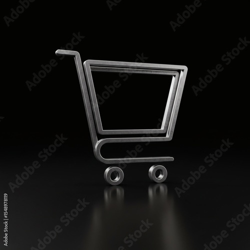 shopping cart on black background