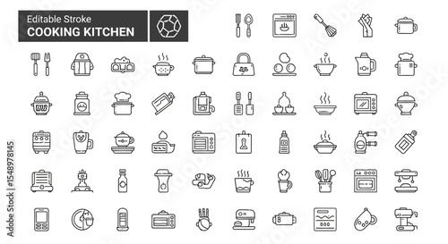 Cooking Kitchen Icon Sheet 77 Editable Stroke Line Icons