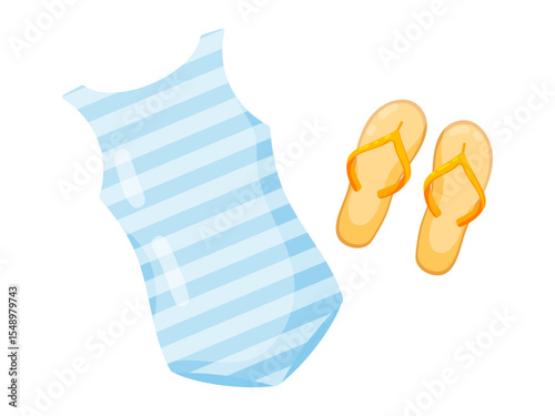 Swimsuit and Flip-Flops Vector Illustration