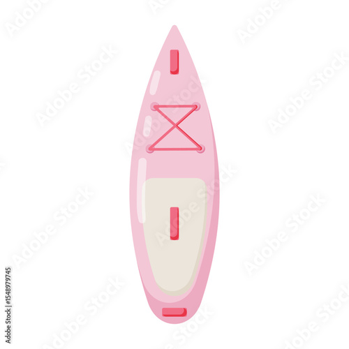 Pink Stand Up Paddleboard Flat Illustration