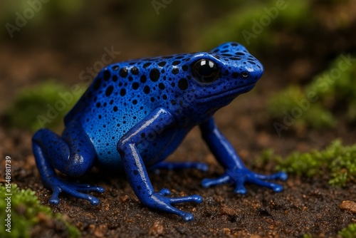 Blue poison dart frog with vivid skin color Isolated exotic amphibian species
