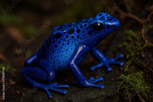 Blue poison dart frog with vivid skin color Isolated exotic amphibian species
