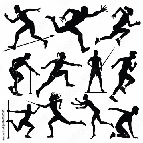 Silhouette Illustration of Athletes in Various Sports
